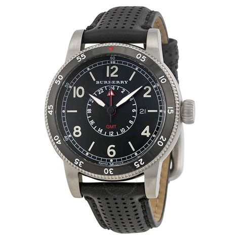 burberry watch bu 7854|Burberry The Utilitarian GMT Black Dial Black Leather Men's .